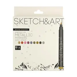 Набор маркеров Sketch&Art 10 цветов металлик (толщина линии 3 мм)