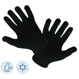 Перчатки рабочие полушерстяные черные (5 нитей, 7 класс вязки, универсальный размер)