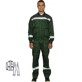 Костюм рабочий летний мужской л20-КПК с СОП зеленый/серый (размер 52-54, рост 158-164)