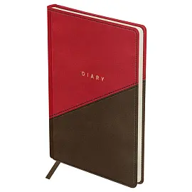 Ежедневник недатированный, А5, 136л., кожзам, OfficeSpace "Duo", красно-коричневый