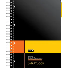 Бизнес-тетрадь Attache Selection Smartbook А4 120 листов черная/желтая в клетку на спирали (238х299 мм)