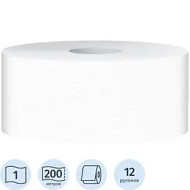 Бумага туалетная в рулонах Protissue 1-слойная 12 рулонов по 200 метров (артикул производителя С231)