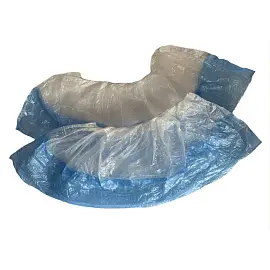 Бахилы одноразовые полиэтиленовые гладкие 3.6 г бело-синие (50 пар в упаковке)