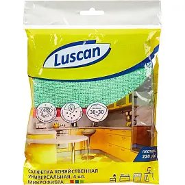 Салфетки хозяйственные Luscan микрофибра 30х30 см 220 г/кв.м (4 штуки в упаковке)