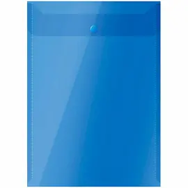 Папка-конверт на кнопке OfficeSpace А4, вертикальная, 150мкм, пластик, полупрозрачная, синяя