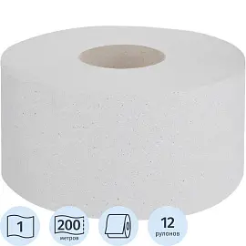 Бумага туалетная биоразлагаемая Элементари 1-слойная белая (12 рулонов в упаковке)