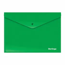 Папка-конверт на кнопке Berlingo, А4, 180мкм, непрозрачная, зеленая