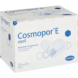 Пластырь-повязка Hartmann Cosmopor E послеоперационная стерильная 7.2х5 см (50 штук в упаковке)