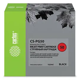 Картридж струйный CACTUS (CS-PG50) для CANON PIXMA MP150/170/450/160/460/JX200/500, черный