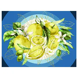 Картина по номерам на холсте ТРИ СОВЫ "Лимоны", 30*40, с поталью, акриловыми красками и кистями