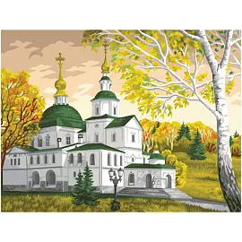 Картина по номерам на холсте ТРИ СОВЫ "Церковь", 30*40, с акриловыми красками и кистями