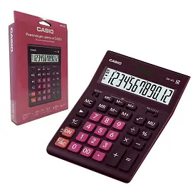 Калькулятор настольный Casio GR-12C-WR 12-разрядный бордовый 209х155х34 мм