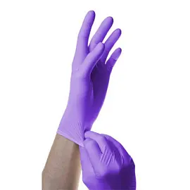 Перчатки медицинские смотровые нитриловые SFM нестерильные неопудренные размер M (7-8) фиолетовый/голубой (200 штук в упаковке)