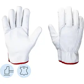 Перчатки рабочие JetaSafety JLE421 кожаные белые (размер 9, L)