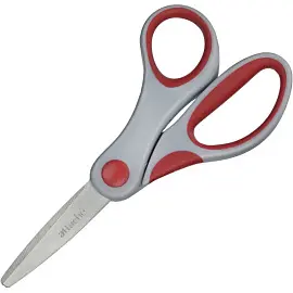 Ножницы Attache 130 мм с пластиковыми прорезиненными ручками серого/красного цвета
