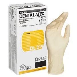 Перчатки медицинские смотровые латексные Manual DL219 текстурированные нестерильные двойного хлорирования размер XS (5-6) бежевые (100 штук в упаковке
