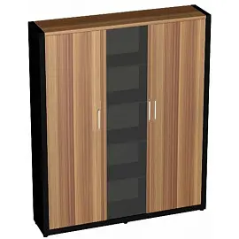 Шкаф комбинированный Верона Вр-2.3 со стеклом (слива валлис/черный, 1816x400x2000 мм)