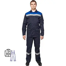 Костюм рабочий летний мужской л05-КПК с СОП синий/васильковый (размер 60-62, рост 182-188)