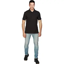 Рубашка поло черная с коротким рукавом (размер L, 190 г/кв.м.)