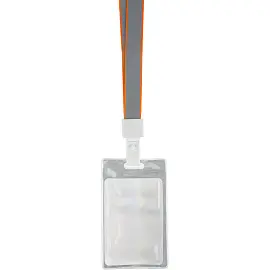 Бейдж Attache вертикальный 104x63 мм серый с оранжевой тесьмой (размер вкладыша: 87х55)