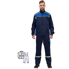 Костюм рабочий летний мужской л26-КПК с СОП синий/васильковый (размер 64-66, рост 170-176)