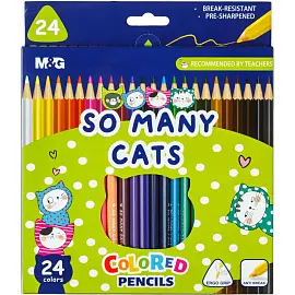 Карандаши цветные So Many Cats 24 цвета трехгранные