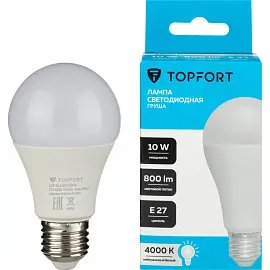 Лампа светодиодная Topfort E27 10W 4000K груша