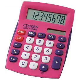 Калькулятор настольный Citizen SDC-450NPKCFS, 8 разрядов, двойное питание, 87*120*22мм, розовый