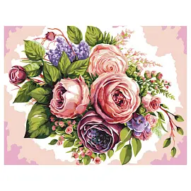 Картина по номерам на холсте ТРИ СОВЫ "Цветочная композиция", 40*50, с акриловыми красками и кистями