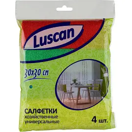 Салфетки хозяйственные Luscan микрофибра 30х30 см 220 г/кв.м 4 штуки в упаковке