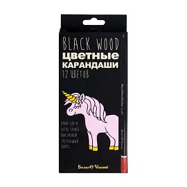 Карандаши цветные Bruno Visconti Black Wood 12 цветов трехгранные