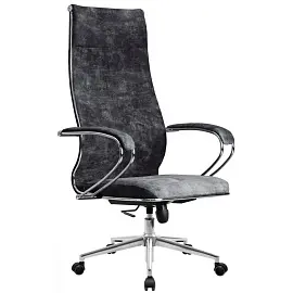 Кресло для руководителя Метта L 1m 42 Bravo 118/053 темно-серое (ткань, металл)