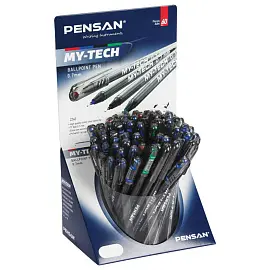 Ручка шариковая масляная PENSAN "My-Tech Colored", палитра классических цветов АССОРТИ, игольчатый узел 0,7 мм, линия 0,35 мм, дисплей, 2240, 2240/S60