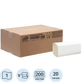 Полотенца бумажные для диспенсеров Luscan Professional V-сложения 1-слойные 200 листов 20 пачек в упаковке