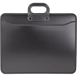 Портфель-картотека пластиковая Комус А3 черная (470x380 мм, 3 отделения)