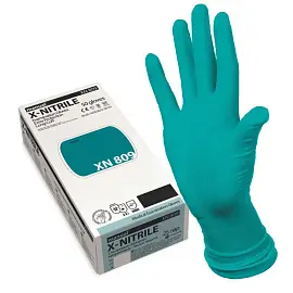 Перчатки медицинские смотровые Manual XN 809 нитриловые неопудренные зеленые (размер S, 50 штук/25 пар в упаковке)