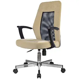 Кресло офисное Easy Chair 225 DSL бежевое/черное (сетка/ткань, металл)