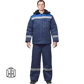 Куртка рабочая зимняя мужская з32-КУ с СОП синяя/васильковая из смесовой ткани (размер 56-58, рост 158-164)