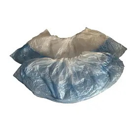 Бахилы одноразовые полиэтиленовые гладкие 2.6 г бело-синие (100 пар в упаковке)