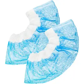 Бахилы одноразовые полиэтиленовые EleGreen текстурированные 3.5 г белые/синие (50 пар в упаковке)
