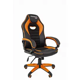 Кресло игровое Chairman "Game 16", экокожа черная/оранжевая, ткань TW черная, механизм качания