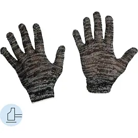 Перчатки защитные трикотажные без ПВХ графит (2 нити, 7 класс, размер универсальный, 300 пар в упаковке)
