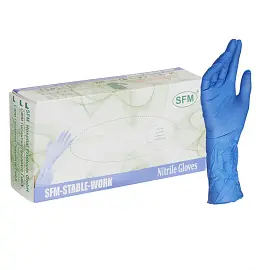Перчатки медицинские универсальные нитриловые SFM нестерильные неопудренные размер M (7-8) голубые (50 пар/100 штук в упаковке)