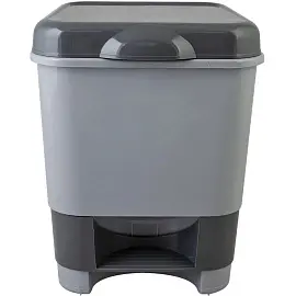 Контейнер для мусора с педалью Полимербыт 8 л пластик серый/темно-серый (24х25.5х29.5 см)