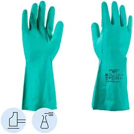 Перчатки КЩС нитриловые Jeta Safety JN711 зеленые (размер 9, L)