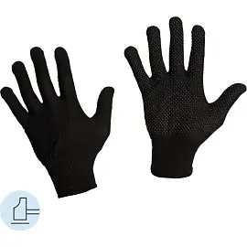 Перчатки рабочие защитные полиэфирные с ПВХ покрытием черные (точка, 15 класс, размер 9-11, L-XXL, 12 пар в упаковке, артикул nl11pd)