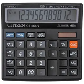 Калькулятор настольный Citizen CT555N 12-разрядный черный 130x128x34 мм
