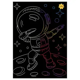 Гравюра с мультицветной основой ТРИ СОВЫ "Космонавт", А5
