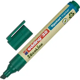Маркер для бумаги для флипчартов Edding 32/4 Ecoline зеленый (толщина линии 1-5 мм) скошенный наконечник