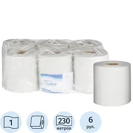 Полотенца бумажные в рулонах с центральной вытяжкой Терес Стандарт макси 1-слойные 6 рулонов по 230 метров (артикул производителя Т-0160)